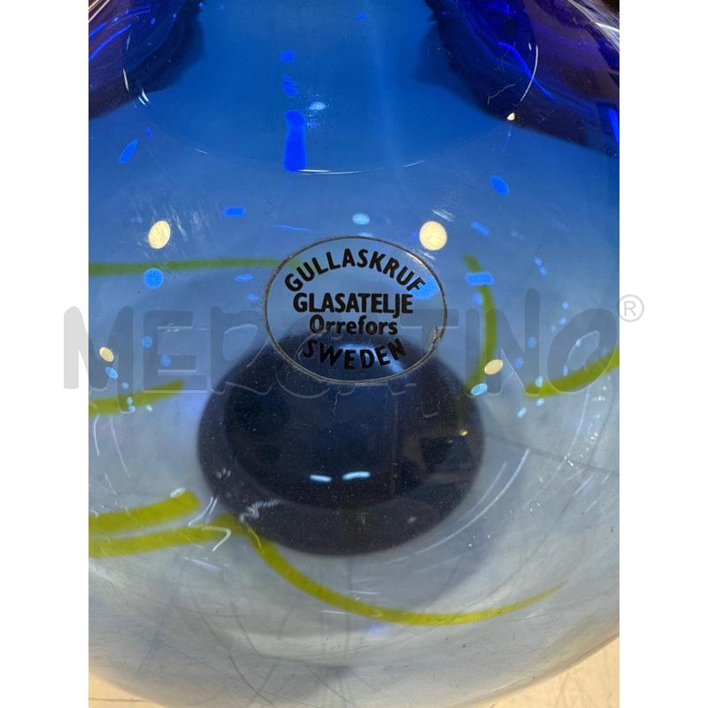 VASO SCHIACCIATO VETRO ORREFORS BLU GIALLO | Mercatino dell'Usato Roma somalia 2