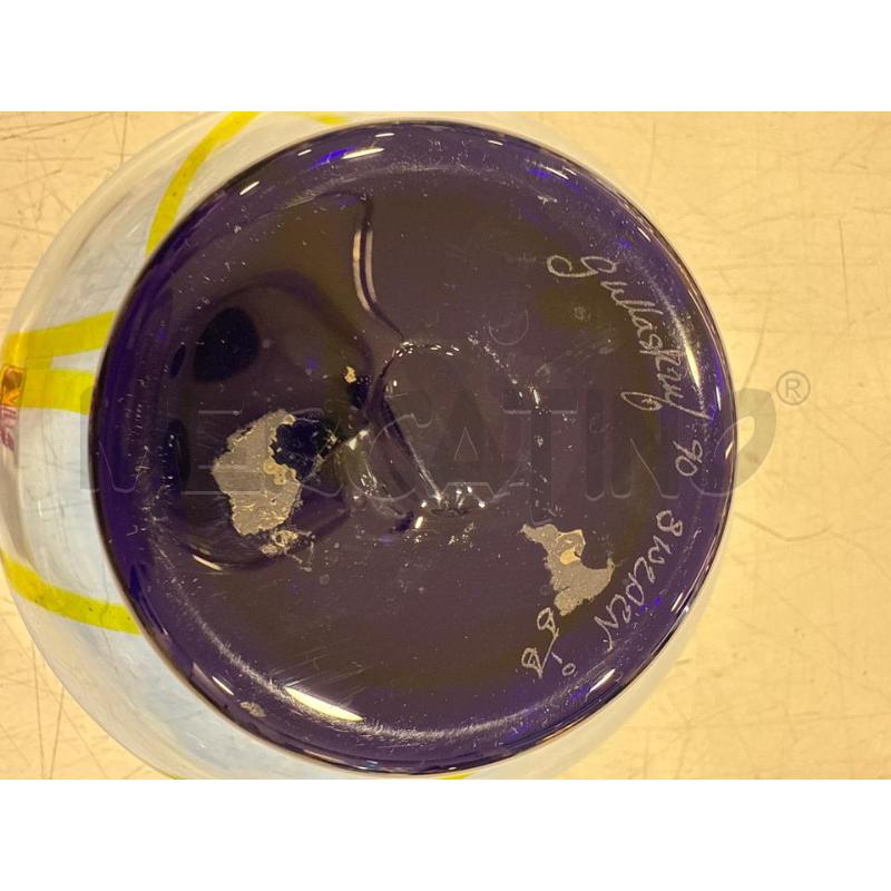 VASO SCHIACCIATO VETRO ORREFORS BLU GIALLO | Mercatino dell'Usato Roma somalia 3
