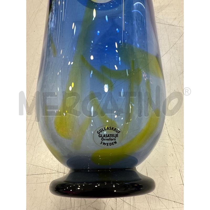 VASO VETRO ALTO ORREFORS GIALLO BLU | Mercatino dell'Usato Roma somalia 2