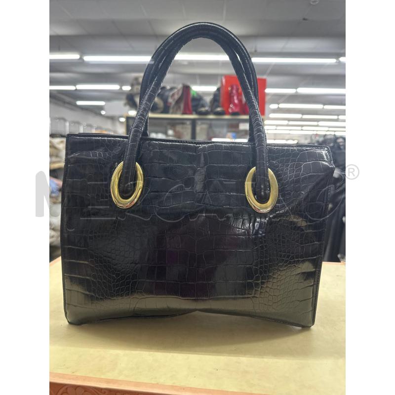 BORSA DONNA FRANCESCO BIASIA RETTILE NERO 2MANICI | Mercatino dell'Usato Roma tor tre teste 1