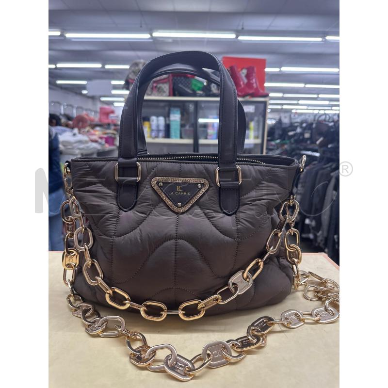 BORSA DONNA LA CARRIE MARRONE TRAPUNT CATENA DORATA | Mercatino dell'Usato Roma tor tre teste 1