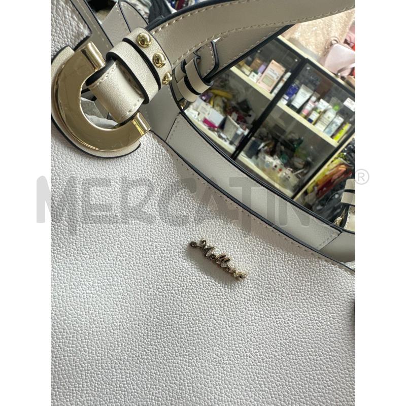 BORSA DONNA MELLUSO BIANCO 2MANICI RIF DORATE | Mercatino dell'Usato Roma tor tre teste 2