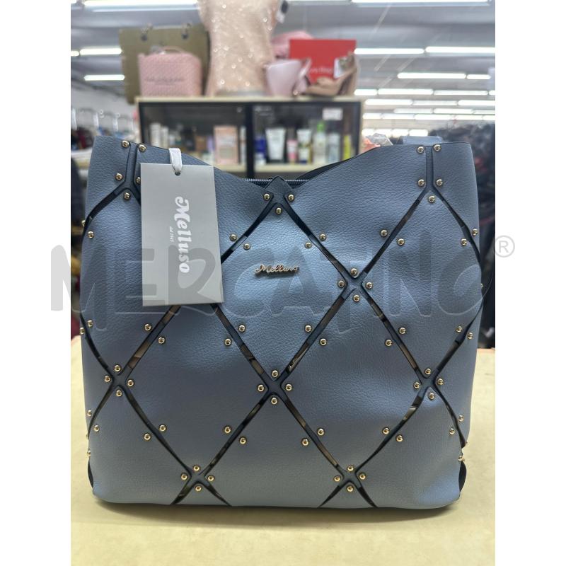 BORSA DONNA MELLUSO ROMBI CELESTE | Mercatino dell'Usato Roma tor tre teste 1