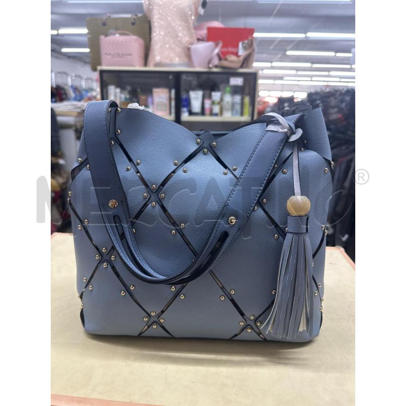 BORSA DONNA MELLUSO ROMBI CELESTE | Mercatino dell'Usato Roma tor tre teste 3