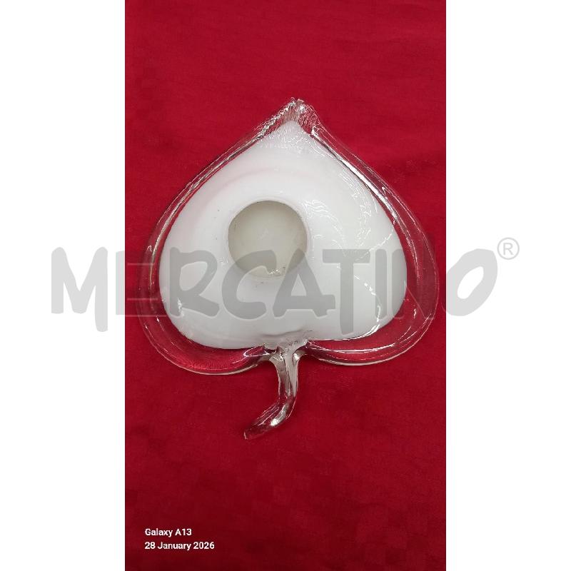 CENTROTAVOLA CUORE VETRO BIANCO | Mercatino dell'Usato Roma tor tre teste 2