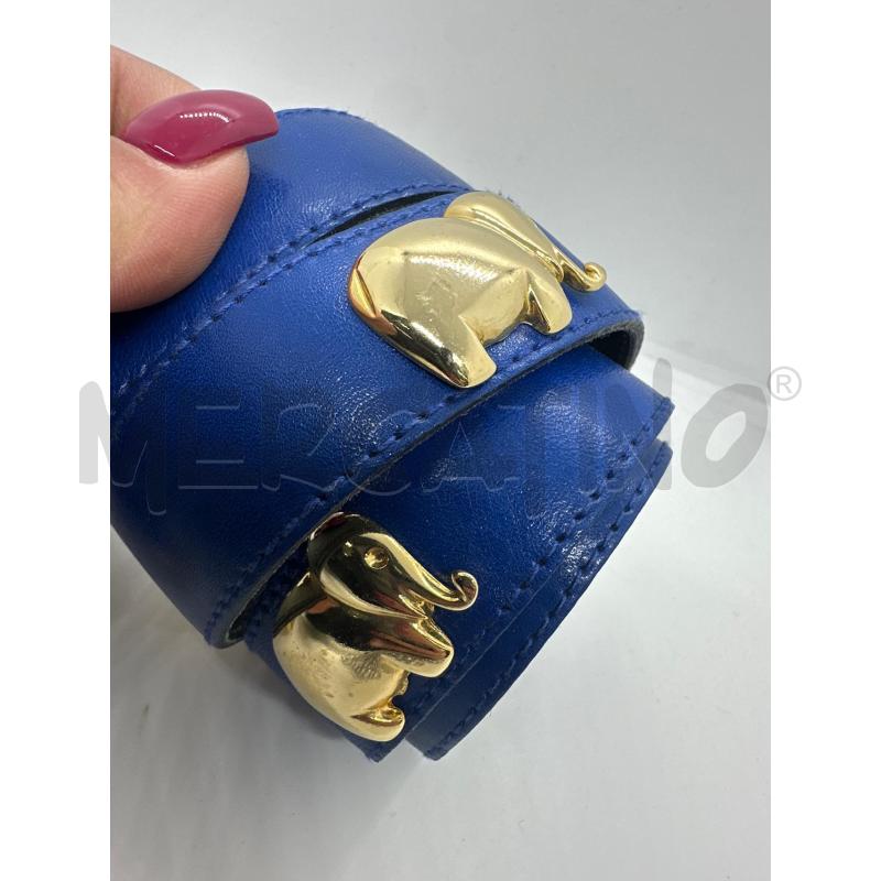CINTURA DONNA FURLA PELLE BLU ELEFANTI METALL DORATO | Mercatino dell'Usato Roma tor tre teste 3