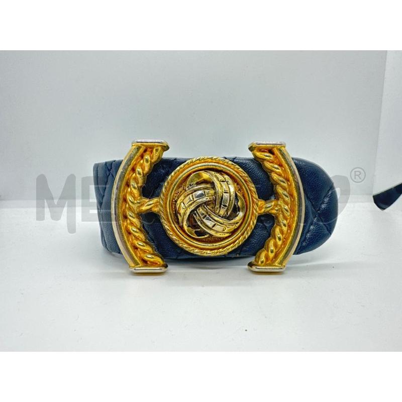 CINTURA DONNA TRAPUNT PELLE BLU FIB DORATA  | Mercatino dell'Usato Roma tor tre teste 1