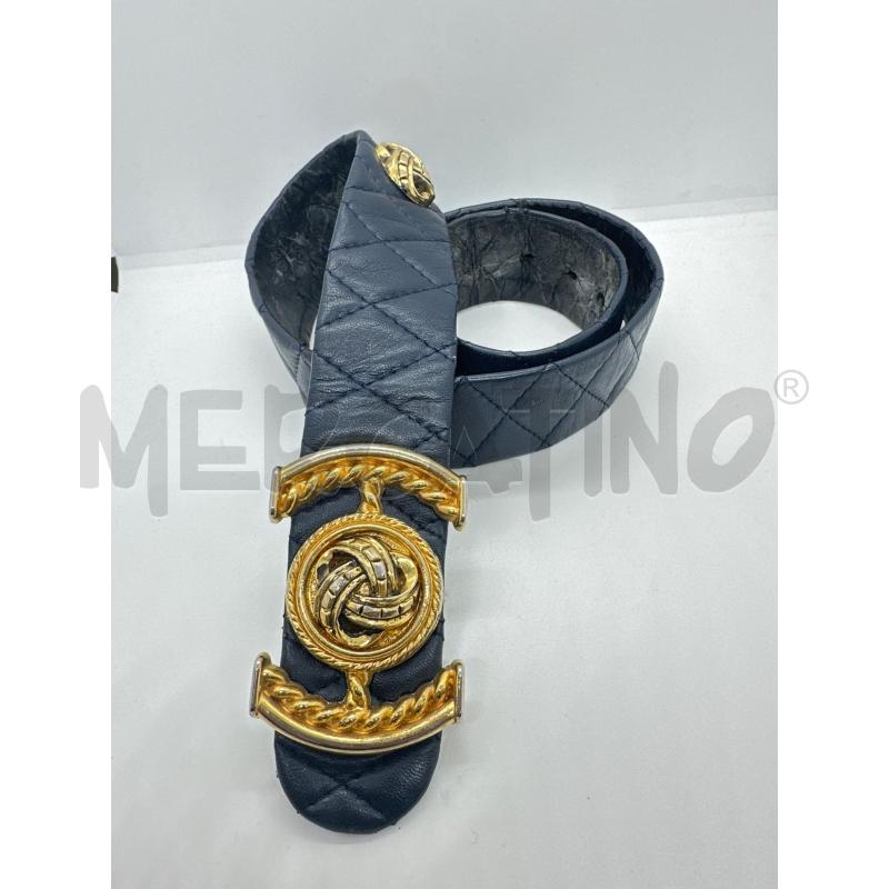 CINTURA DONNA TRAPUNT PELLE BLU FIB DORATA  | Mercatino dell'Usato Roma tor tre teste 3