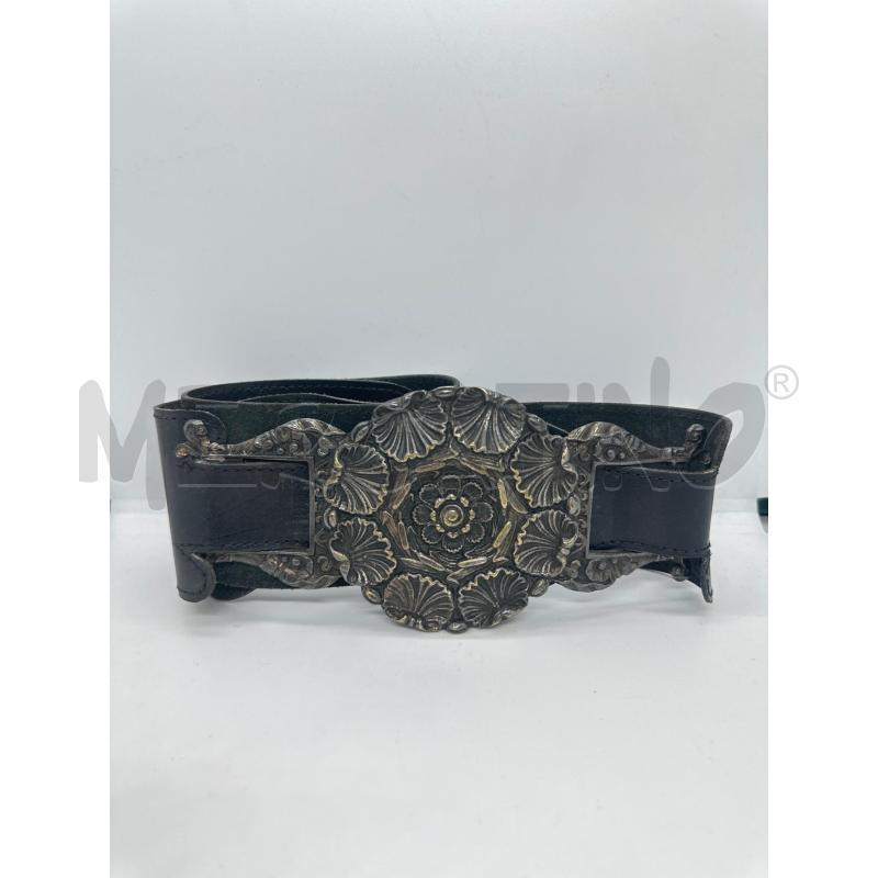 CINTURONE PELLE NERO FIB PUNTE ROSONE FIORE | Mercatino dell'Usato Roma tor tre teste 1