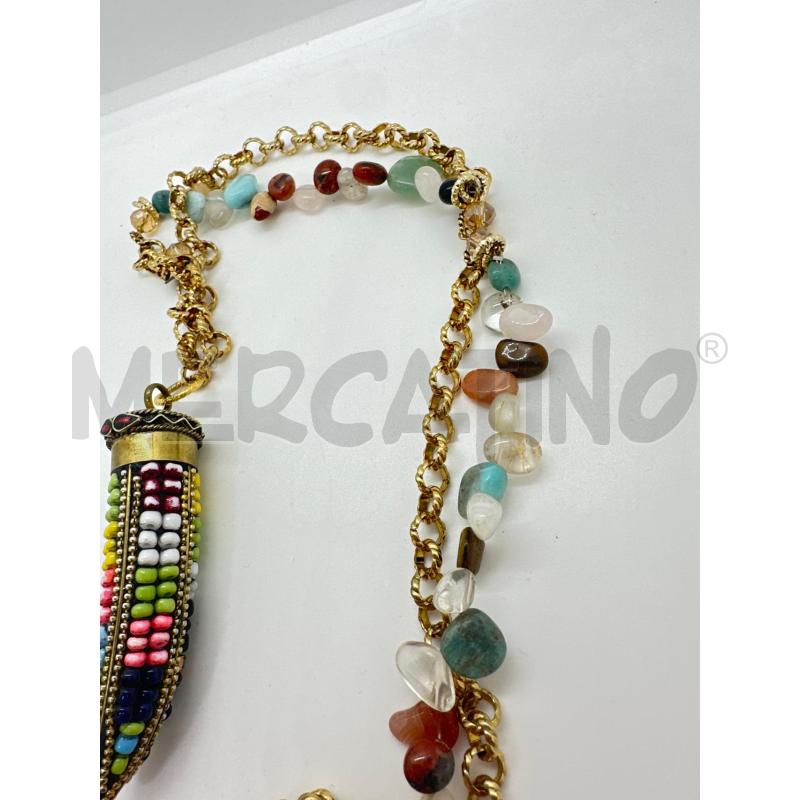 COLLANA ALMALA CATENA DORATA PIETRA CORNO PERLINE | Mercatino dell'Usato Roma tor tre teste 3