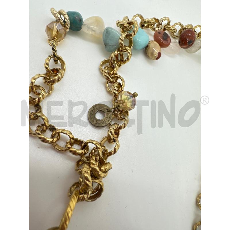 COLLANA ALMALA CATENA DORATA PIETRA CORNO PERLINE | Mercatino dell'Usato Roma tor tre teste 4