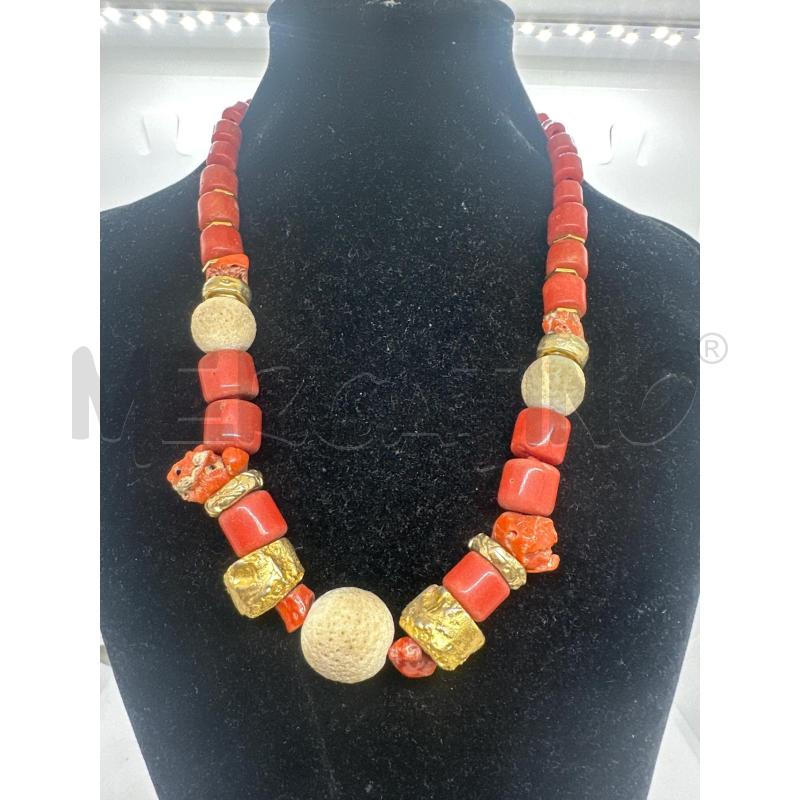 COLLANA CILINDRI SASSOL BAMBOO PALLOCCHE AVANA | Mercatino dell'Usato Roma tor tre teste 1