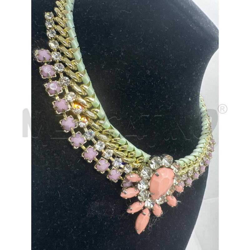 COLLANA LIUJO CATENA DORATA FIORE STRASS ROSA | Mercatino dell'Usato Roma tor tre teste 2