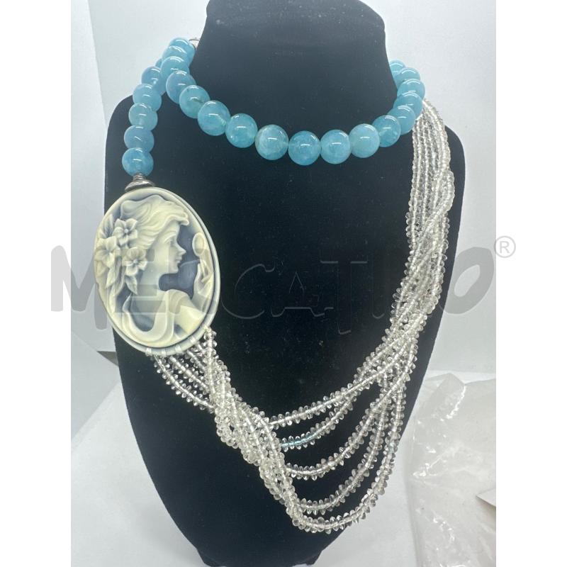 COLLANA LUNGA PALLOCCHE CELESTE CAMMEO | Mercatino dell'Usato Roma tor tre teste 1