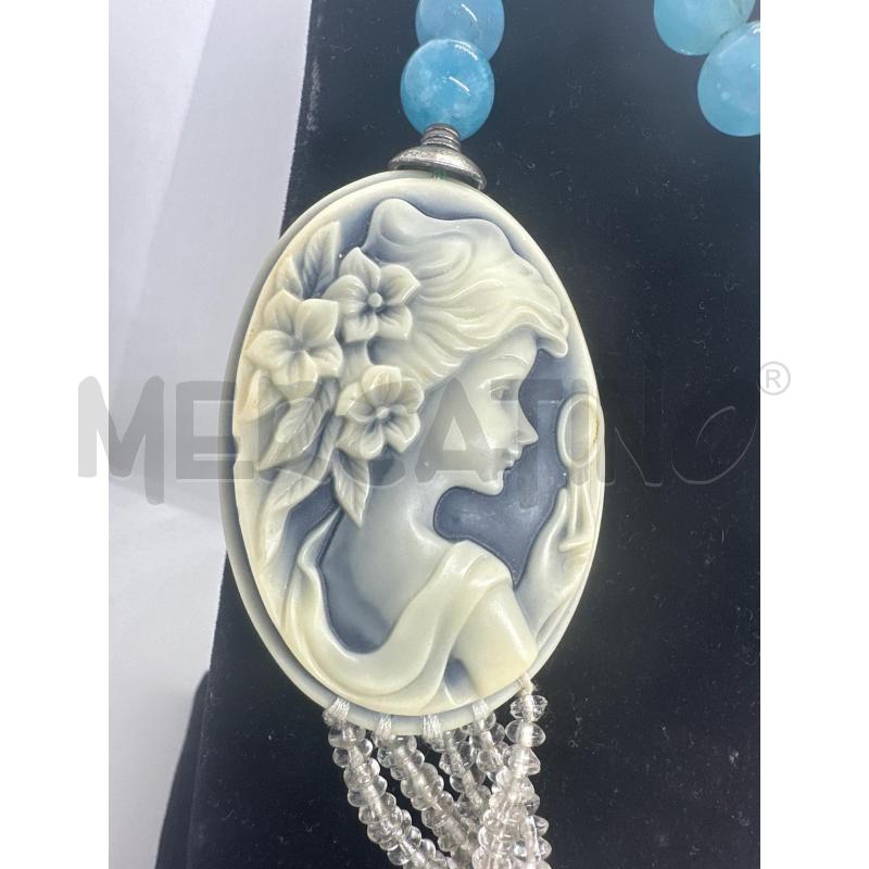 COLLANA LUNGA PALLOCCHE CELESTE CAMMEO | Mercatino dell'Usato Roma tor tre teste 2