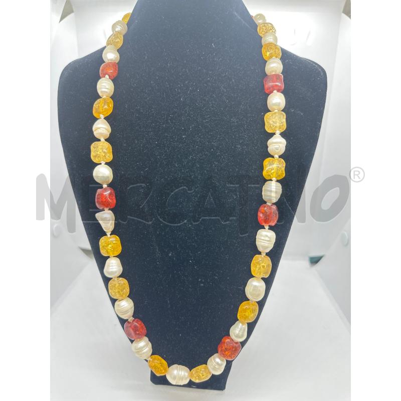 COLLANA LUNGA PERLE FIUME PALLOCCHE OCRA BRDX | Mercatino dell'Usato Roma tor tre teste 1