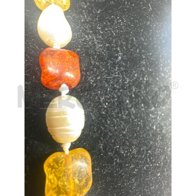 COLLANA LUNGA PERLE FIUME PALLOCCHE OCRA BRDX | Mercatino dell'Usato Roma tor tre teste 3