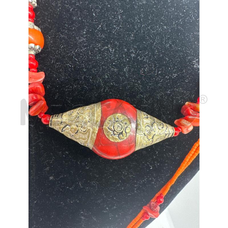 COLLANA LUNGA PERLINE ARANCIO TRIANG CORAL BAMBOO | Mercatino dell'Usato Roma tor tre teste 2