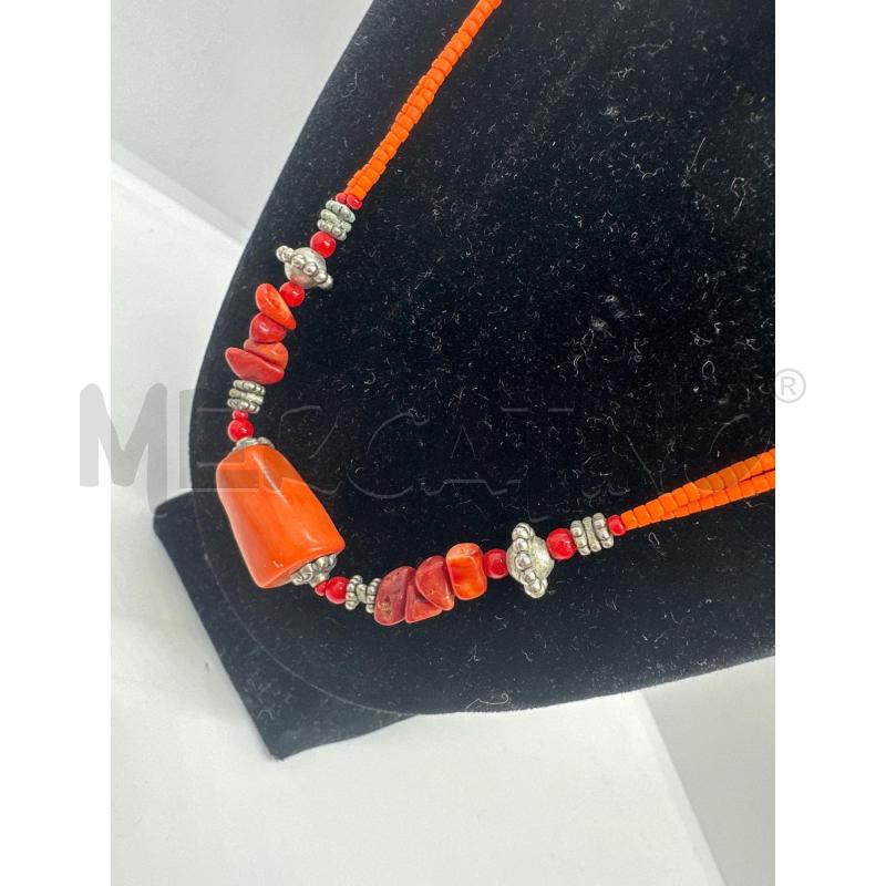 COLLANA LUNGA PERLINE ARANCIO TRIANG CORAL BAMBOO | Mercatino dell'Usato Roma tor tre teste 4