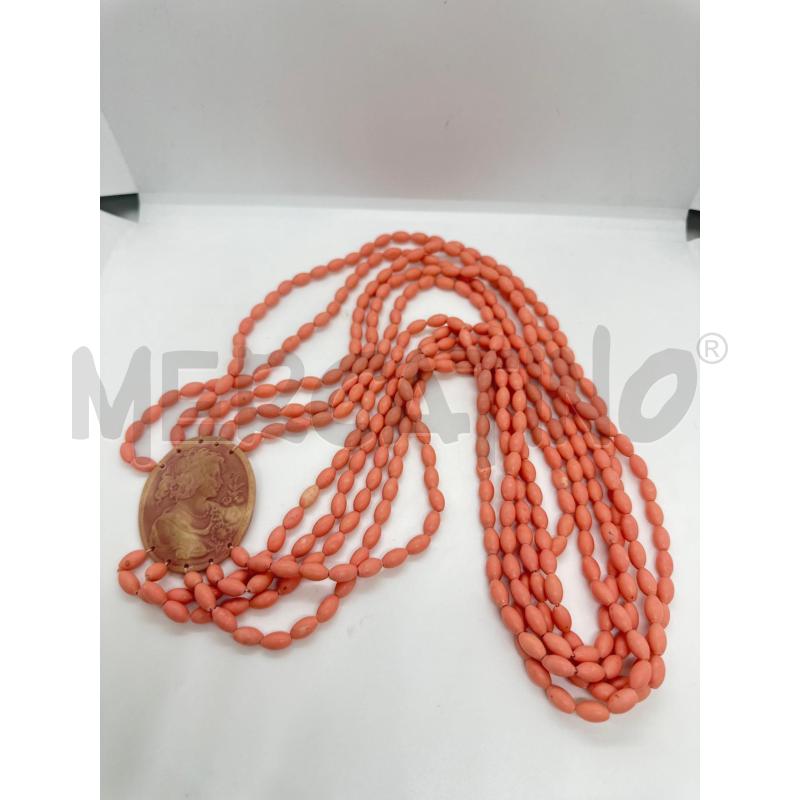 COLLANA MULTIFILO OVALI ROSA CAMMEO | Mercatino dell'Usato Roma tor tre teste 1