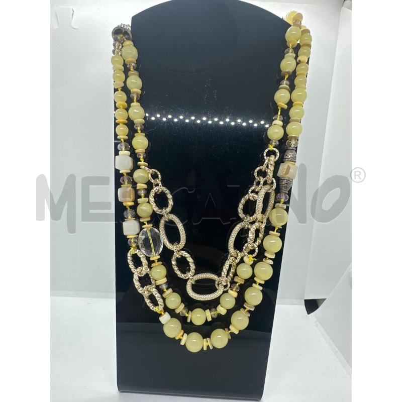 COLLANA MULTIFILO SFERE PALLOCCHE GIALLO CATENA | Mercatino dell'Usato Roma tor tre teste 1