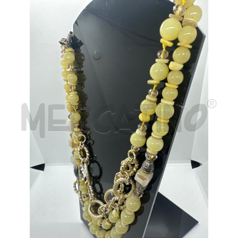 COLLANA MULTIFILO SFERE PALLOCCHE GIALLO CATENA | Mercatino dell'Usato Roma tor tre teste 3