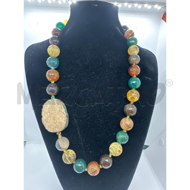 COLLANA PALLOCCHE AGATA INDIANA CON PIETRA NATURALE | Mercatino dell'Usato Roma tor tre teste 1