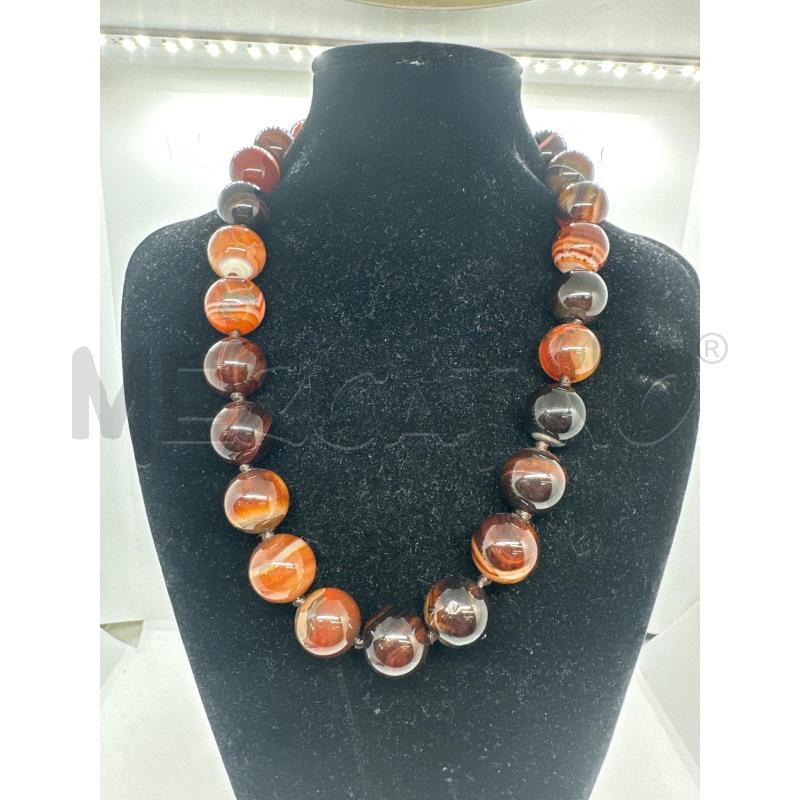 COLLANA PALLOCCHE AGATA MARRONE STRIATA | Mercatino dell'Usato Roma tor tre teste 1