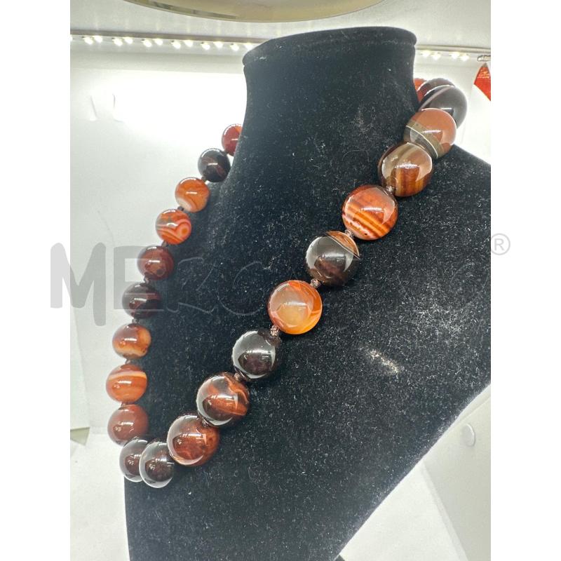 COLLANA PALLOCCHE AGATA MARRONE STRIATA | Mercatino dell'Usato Roma tor tre teste 2
