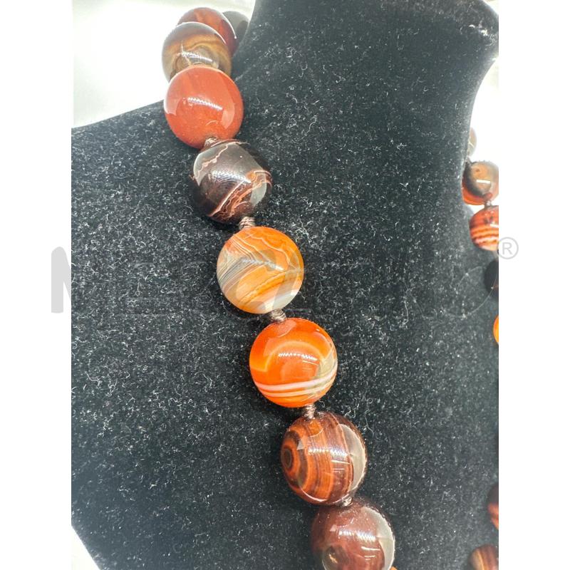 COLLANA PALLOCCHE AGATA MARRONE STRIATA | Mercatino dell'Usato Roma tor tre teste 3