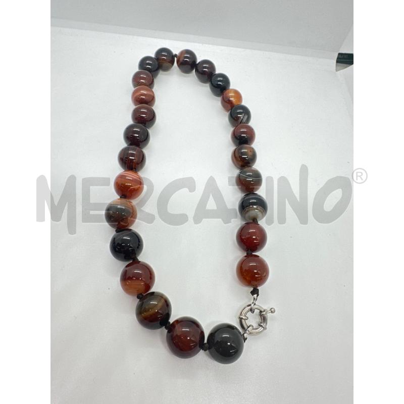 COLLANA PALLOCCHE AGATA MARRONE STRIATA | Mercatino dell'Usato Roma tor tre teste 4