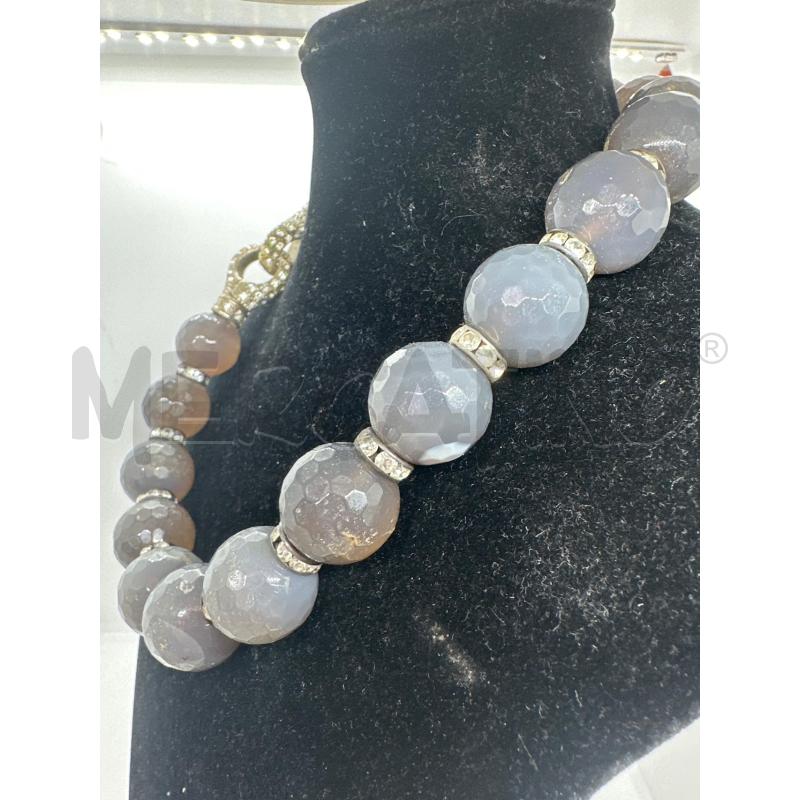 COLLANA PALLOCCHE SFACC AGATA GRIGIO CHISURA GANCI STRASS | Mercatino dell'Usato Roma tor tre teste 2