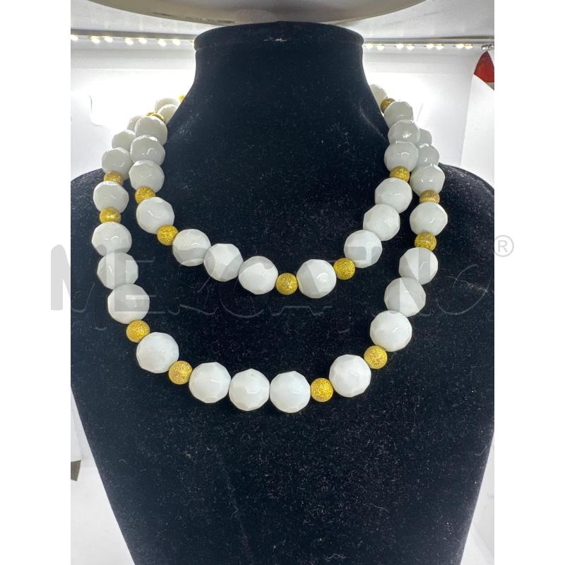 COLLANA PALLOCCHE SFACC BIANCO PERLINE DORATE | Mercatino dell'Usato Roma tor tre teste 1