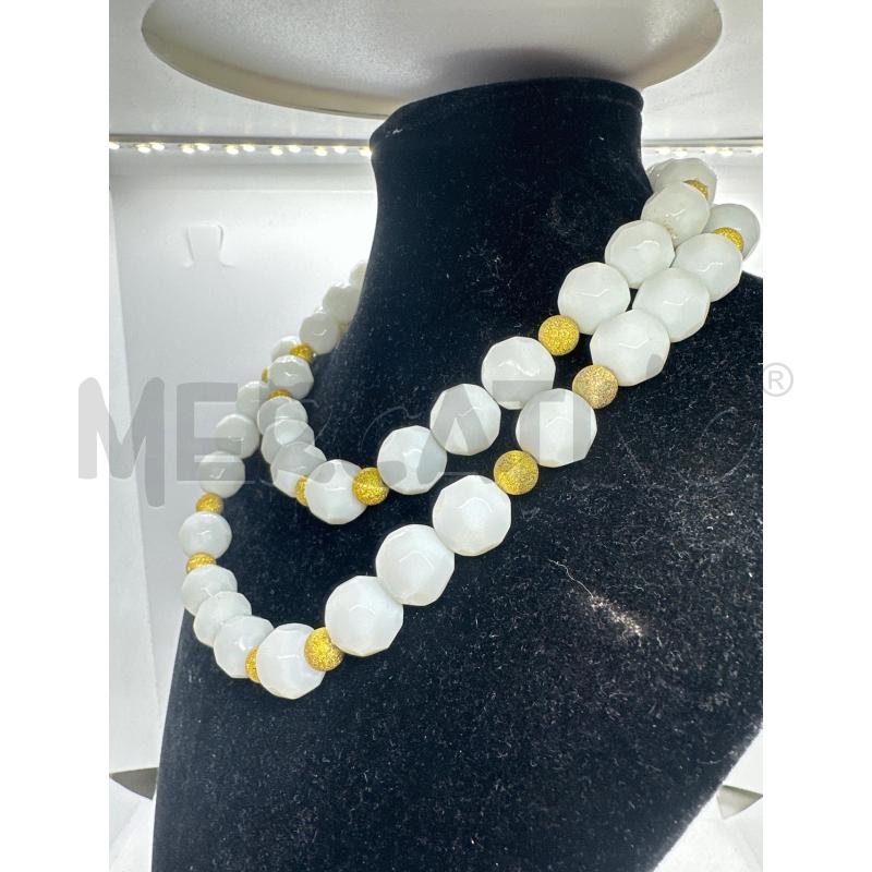 COLLANA PALLOCCHE SFACC BIANCO PERLINE DORATE | Mercatino dell'Usato Roma tor tre teste 2