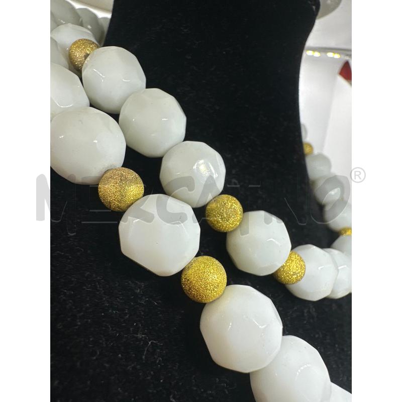 COLLANA PALLOCCHE SFACC BIANCO PERLINE DORATE | Mercatino dell'Usato Roma tor tre teste 3