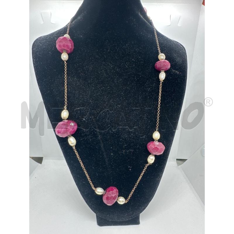 COLLANA PALLOCCHE SFACC PIETRE VIOLA PERLE FIUME | Mercatino dell'Usato Roma tor tre teste 1