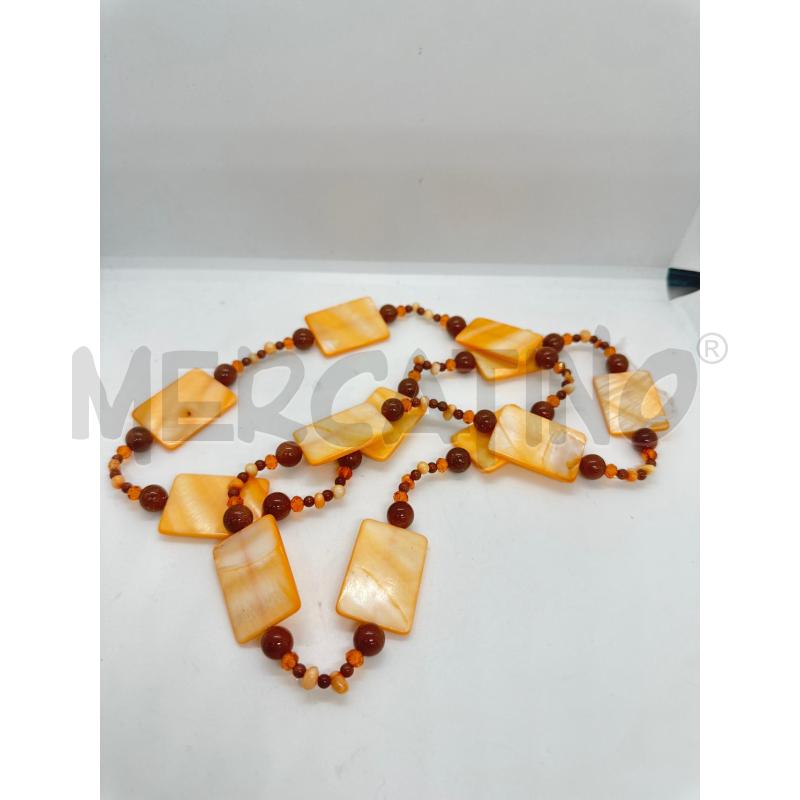 COLLANA RETTANG ARANCIO PERLATI OCCHIO DI TIGRE | Mercatino dell'Usato Roma tor tre teste 3