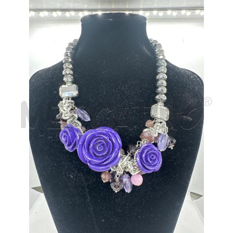 COLLANA SODINI PALLOCCHE SFACC ROSE VIOLA | Mercatino dell'Usato Roma tor tre teste 1