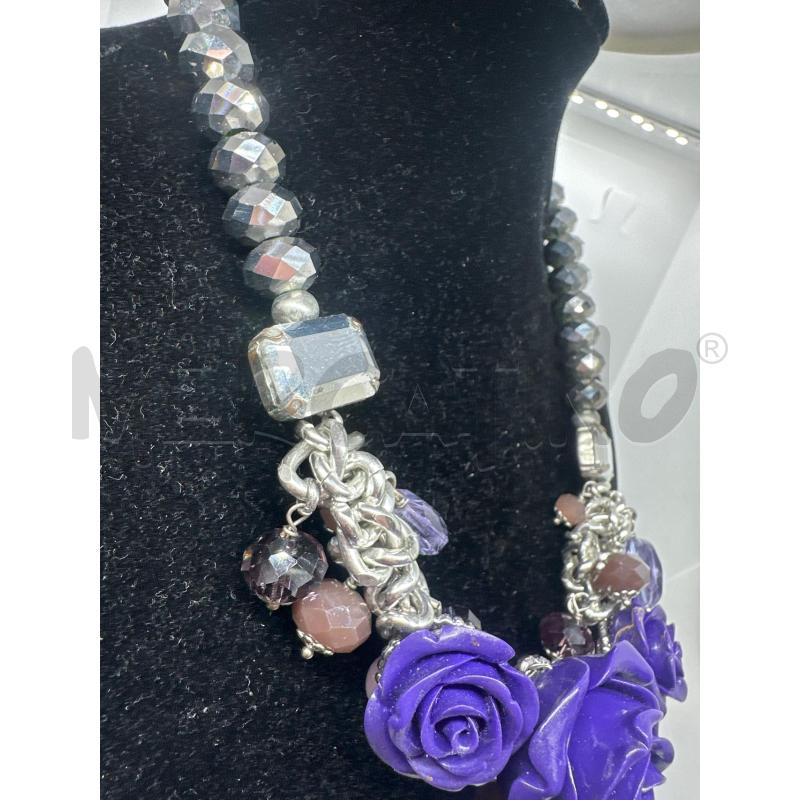 COLLANA SODINI PALLOCCHE SFACC ROSE VIOLA | Mercatino dell'Usato Roma tor tre teste 3