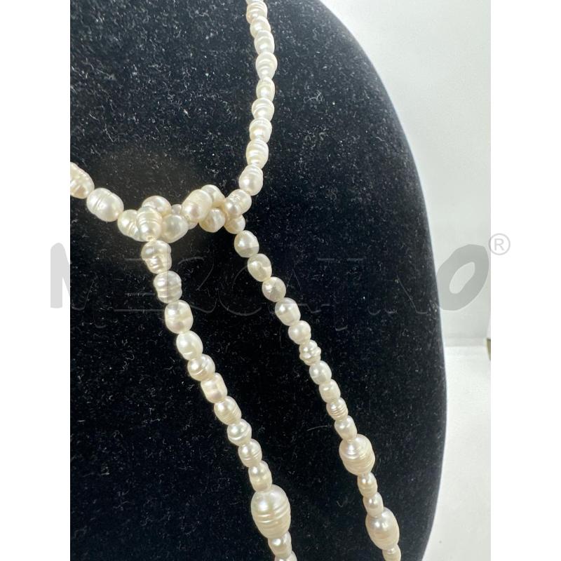 COLLANA  PERLE FIUME BIANCA  CON NODO  | Mercatino dell'Usato Roma tor tre teste 2