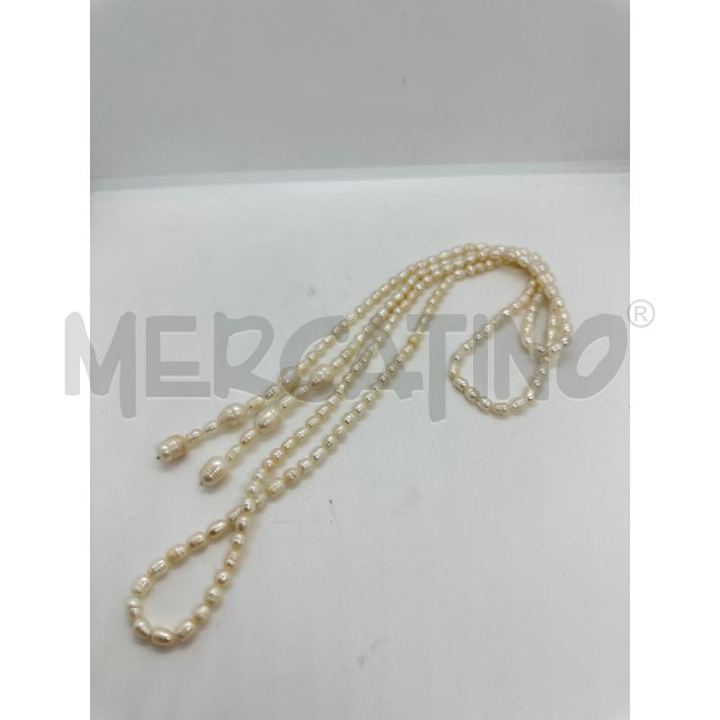 COLLANA  PERLE FIUME BIANCA  CON NODO  | Mercatino dell'Usato Roma tor tre teste 3
