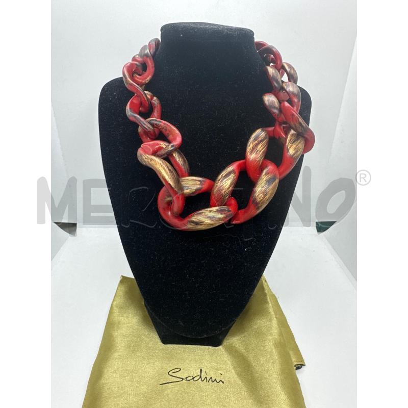 COLLANA  SODINI ROSSA  CATENA  PLASTICA  | Mercatino dell'Usato Roma tor tre teste 1
