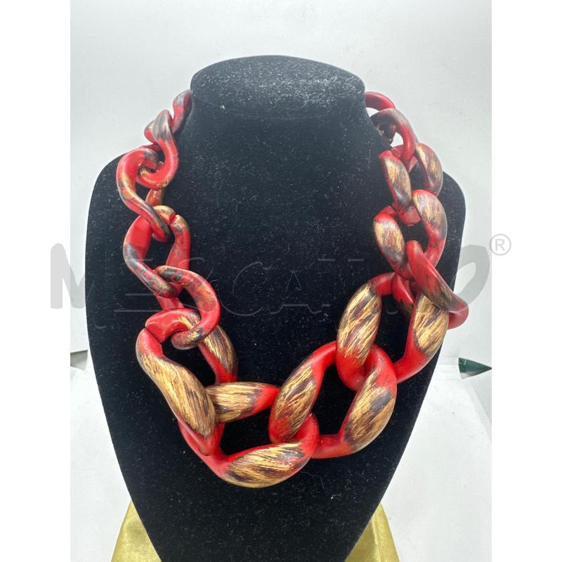 COLLANA  SODINI ROSSA  CATENA  PLASTICA  | Mercatino dell'Usato Roma tor tre teste 2