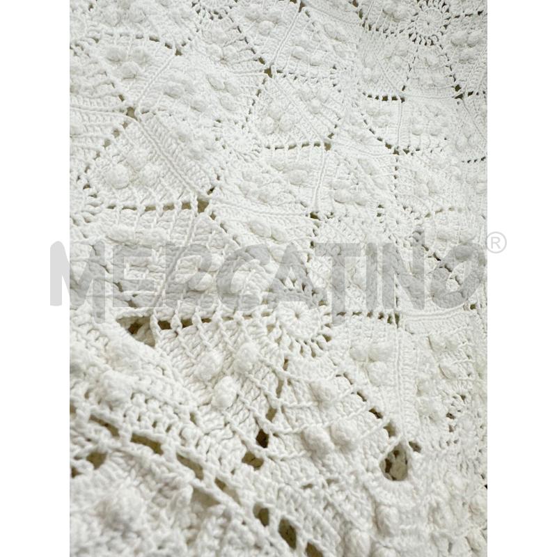 COPRILETTO MATR UNCINETTO BIANCO FIORI PALLINE | Mercatino dell'Usato Roma tor tre teste 2