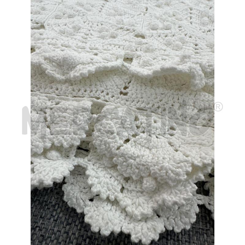 COPRILETTO MATR UNCINETTO BIANCO FIORI PALLINE | Mercatino dell'Usato Roma tor tre teste 3