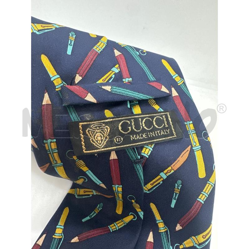 CRAVATTA GUCCI BLU MATITE PENNA  | Mercatino dell'Usato Roma tor tre teste 3