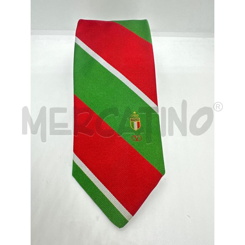 CRAVATTA VALENTINO ITALIA VERDE RIGHE BIANCO ROSSO | Mercatino dell'Usato Roma tor tre teste 1