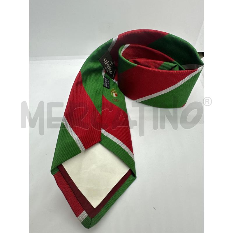 CRAVATTA VALENTINO ITALIA VERDE RIGHE BIANCO ROSSO | Mercatino dell'Usato Roma tor tre teste 2