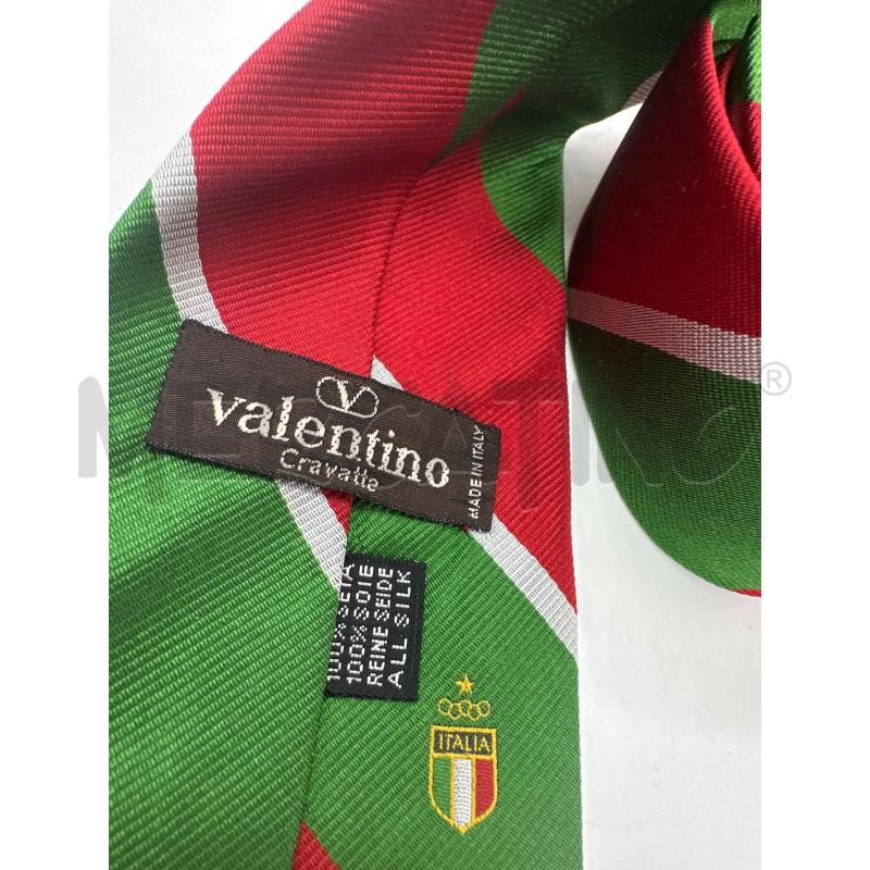 CRAVATTA VALENTINO ITALIA VERDE RIGHE BIANCO ROSSO | Mercatino dell'Usato Roma tor tre teste 3