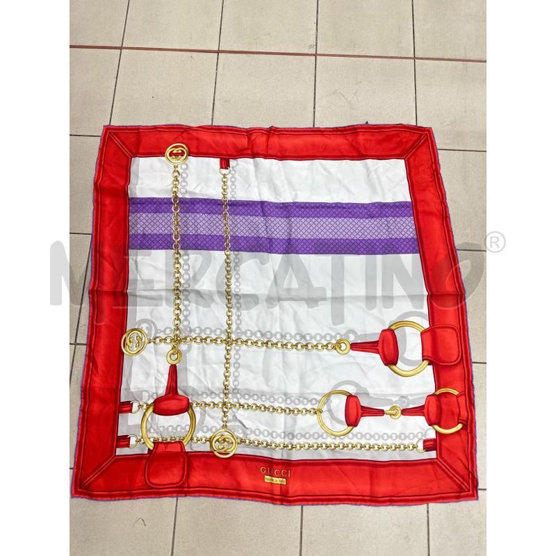 FOULARD GUCCI BIANCO ROSSO GANCINI HORSE | Mercatino dell'Usato Roma tor tre teste 1